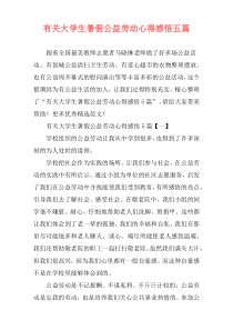 有关大学生暑假公益劳动心得感悟五篇