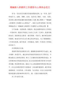 精编新入职教师工作感悟与心得体会范文