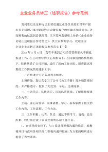 企业业务员转正（述职报告）参考范例