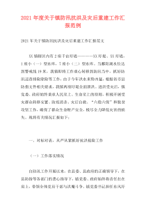 2021年度关于镇防汛抗洪及灾后重建工作汇报范例