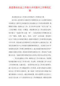 某县推动社会工作助力乡村振兴工作情况汇报