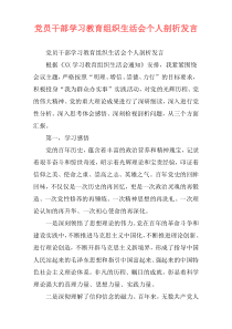 党员干部学习教育组织生活会个人剖析发言