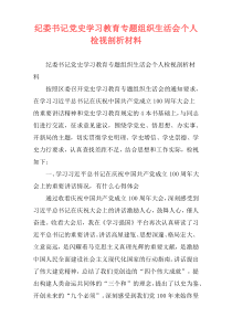 纪委书记党史学习教育专题组织生活会个人检视剖析材料
