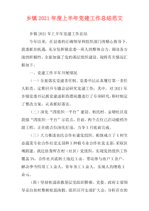 乡镇2021年度上半年党建工作总结范文