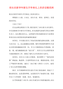 校长在新学年新生开学典礼上的讲话稿范例