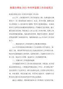街道办事处2021年内审监督工作总结范文
