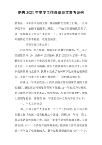 销售2021年度度工作总结范文参考范例