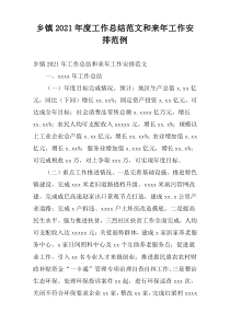 乡镇2021年度工作总结范文和来年工作安排范例