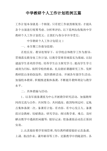 中学教研个人工作计划范例五篇
