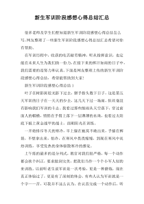 新生军训阶段感想心得总结汇总