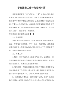 学校团委工作计划范例5篇