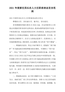 2021年度新任局长在人大任职前表态发言范例