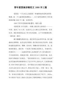 青年爱国演讲稿范文1000字三篇