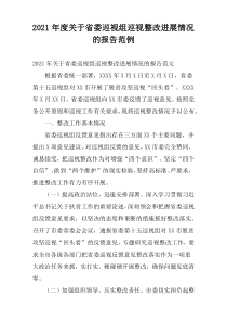 2021年度关于省委巡视组巡视整改进展情况的报告范例