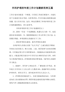 外科护理的年度工作计划最新范例五篇