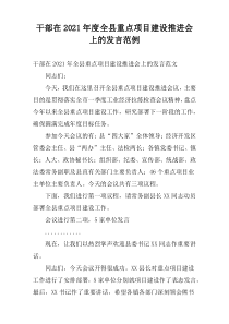 干部在2021年度全县重点项目建设推进会上的发言范例