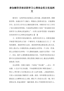 参加辅导员培训班学习心得体会范文优选例文