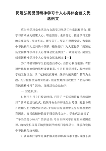 简短弘扬爱国精神学习个人心得体会范文优选例文
