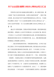 企业团队凝聚力培训心得体会范文汇总