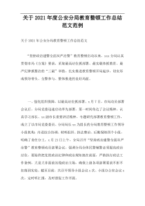 关于2021年度公安分局教育整顿工作总结范文范例