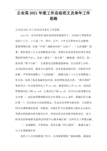 公安局2021年度工作总结范文及来年工作思路