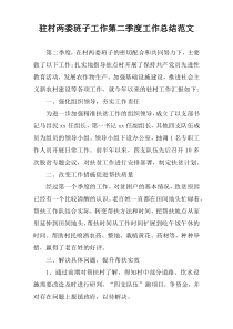 驻村两委班子工作第二季度工作总结范文