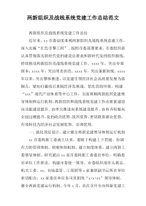 两新组织及战线系统党建工作总结范文
