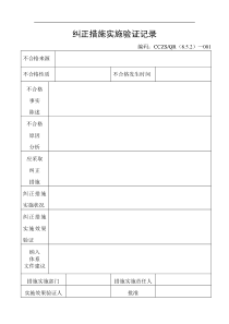纠正措施实施验证记录A