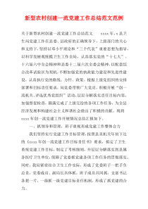 创建新型农村一流党建工作总结范文范例