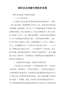 抓好企业党建引领经济发展