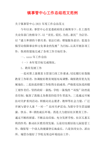 2021年镇事管中心工作总结范文范例