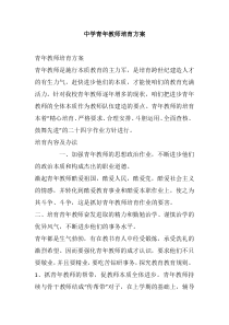 中学青年教师培育方案