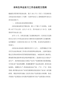 本科生毕业实习工作总结范文范例