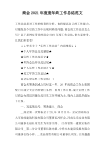 商会2021年度度年终工作总结范文