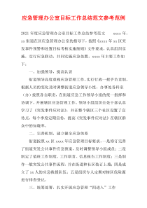 应急管理办公室2021目标工作总结范文参考范例