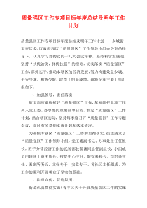 质量强区工作专项目标年度总结及明年工作计划