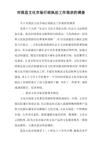 对我县文化市场行政执法工作现状的调查