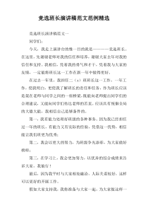 竞选班长演讲稿范文范例精选