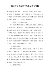 班主任工作实习工作总结范文五篇