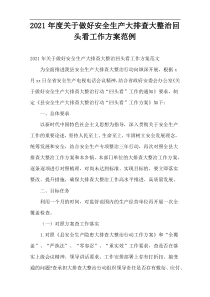 2021年度关于做好安全生产大排查大整治回头看工作方案范例
