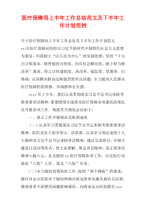 医疗保障局上半年工作总结范文及下半年工作计划范例
