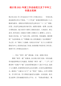 2021统计局的工作总结范文及下半年工作要点范例