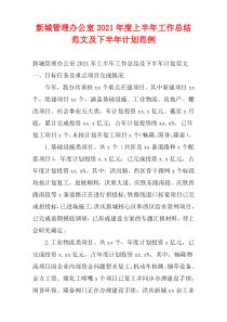 新城管理办公室2021年度上半年工作总结范文及下半年计划范例