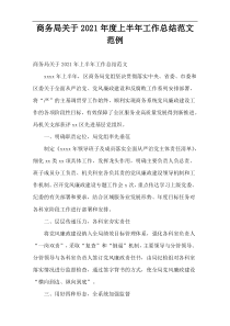 2021年度商务局上半年工作总结范文范例