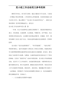 党小组工作总结范文参考范例