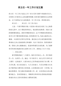 班主任一年工作计划五篇