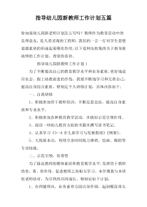指导幼儿园新教师工作计划五篇