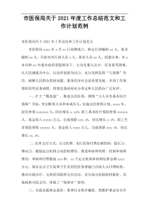 市医保局工作总结范文和工作计划2021年度范例