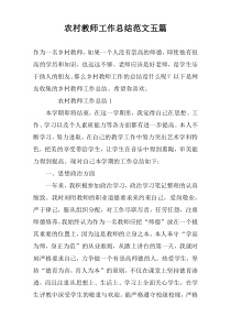 农村教师工作总结范文五篇