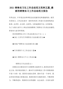 2021销售实习生工作总结范文范例五篇_最新的销售实习工作总结范文报告